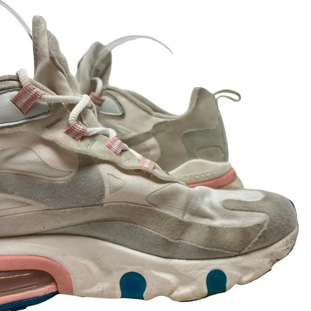 NIKE AT6174-100 AIR MAX 270 React Trainers Pink Teal White Sneakers Shoes sz 9.5